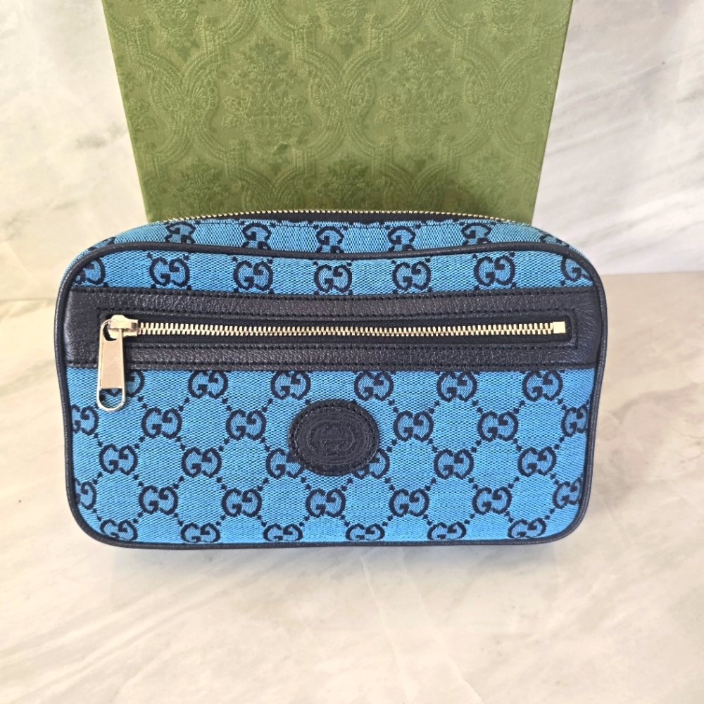 🔥RARE🔥Gucci Blue GG Canvas Crossbody/Belt Bag